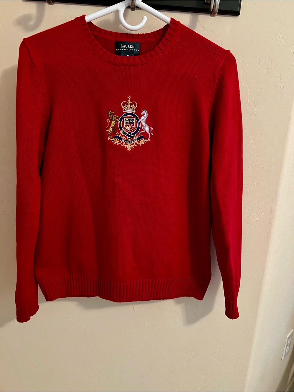 Lauren- Ralph Lauren Women's Bright Red Crewneck Sweater